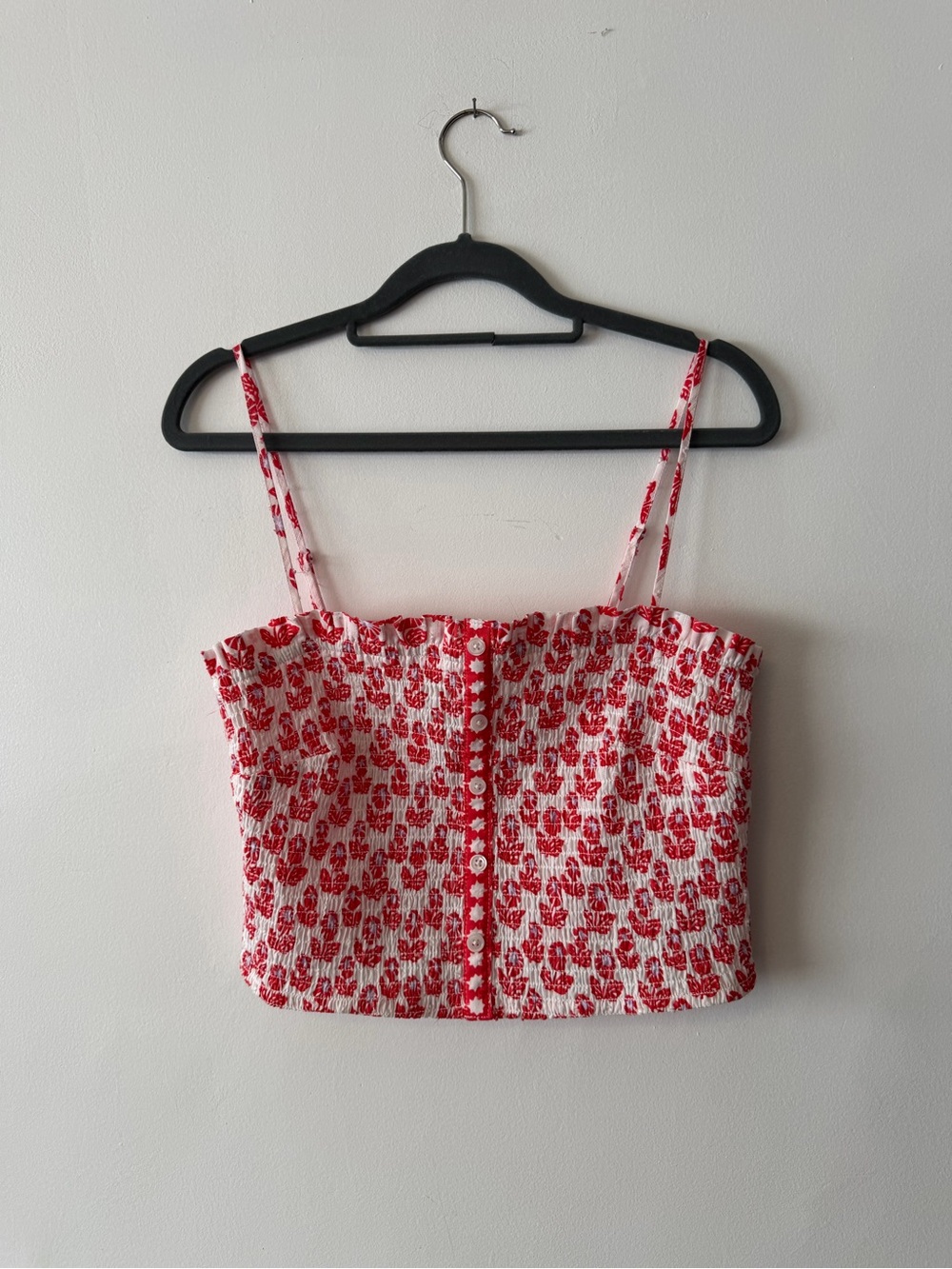 Roller Rabbit x Target Collab sold out Red and White Floral Smocked Crop Top M